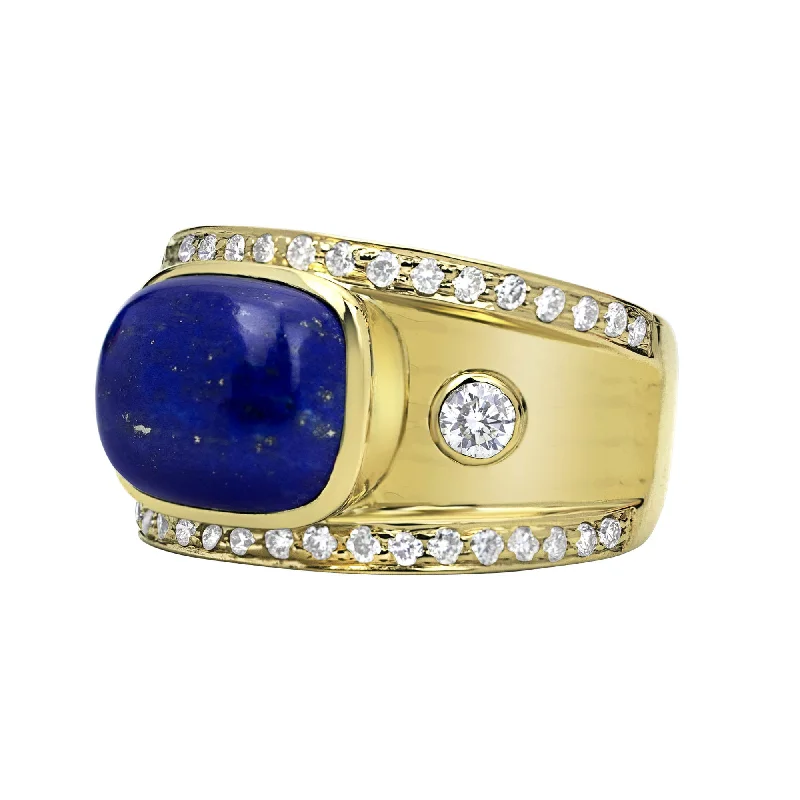 Ladies rings broad elegance -Ring - Lapis Lazulli And Diamond (2316B)