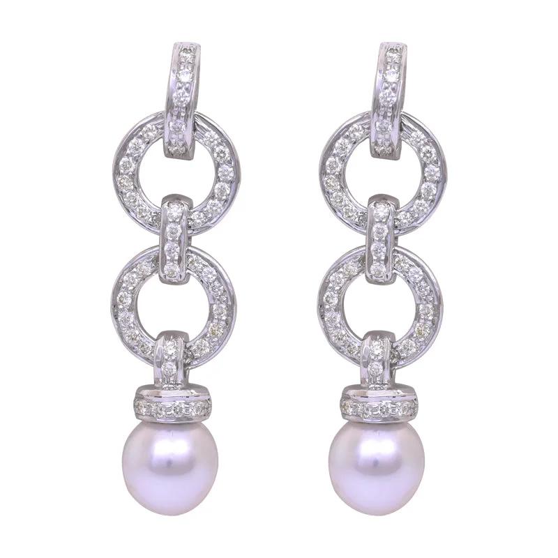 Ladies earrings with talon drops -Earrings- South Sea Pearl and Diamond