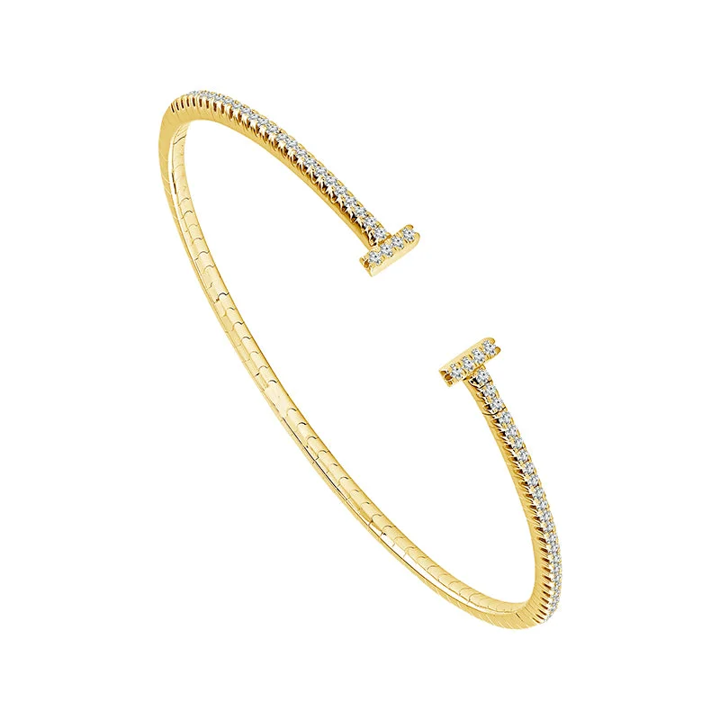 ladies-statement-gold-bracelets-1/2 Ctw Flexible Diamond Bangle Bracelet in 14 Karat Yellow Gold