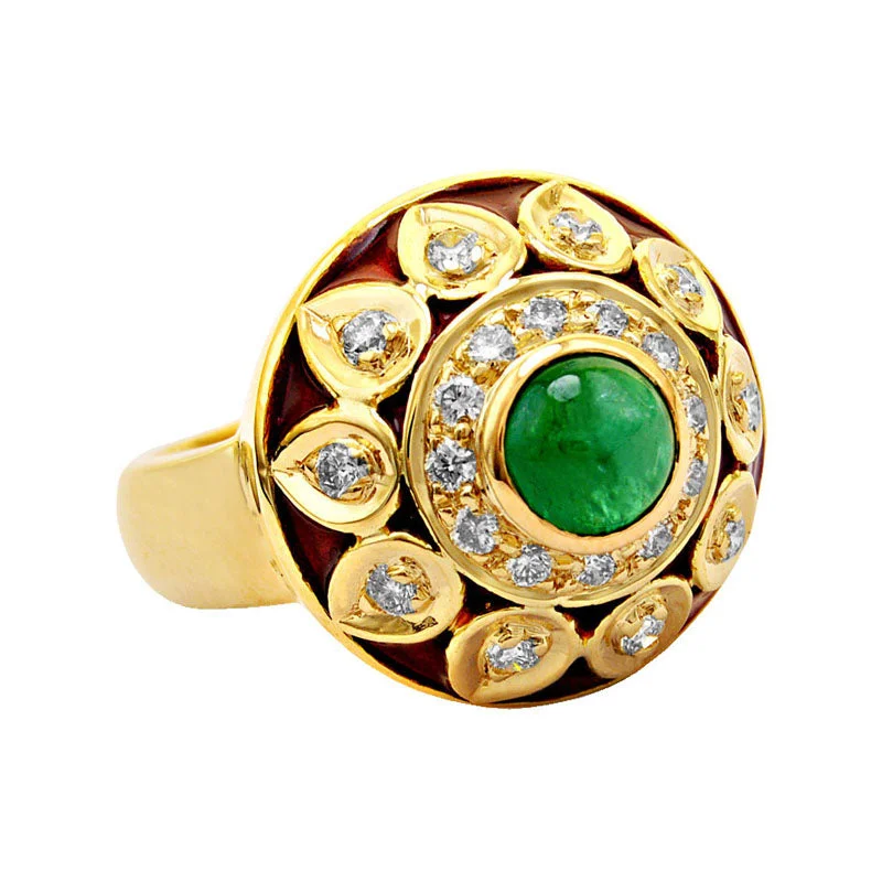 Ladies rings quiet elegance -Ring- Emerald And Diamond (enamel) (2016B)