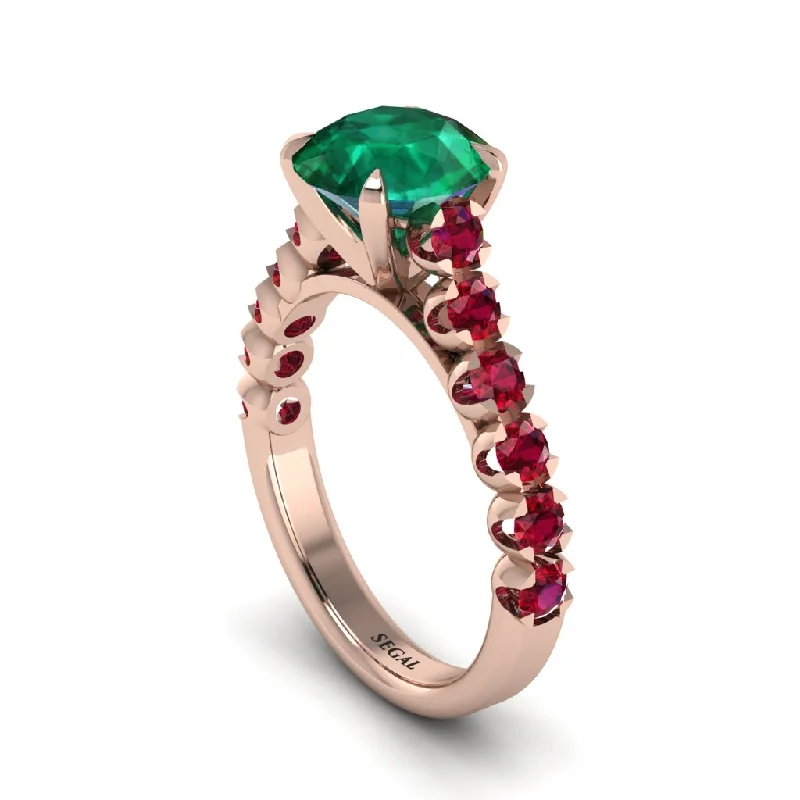 Ladies engagement rings for frosty love -2ct Round Cut Emerald 14K Gold Engagement Ring - Christina No. 50