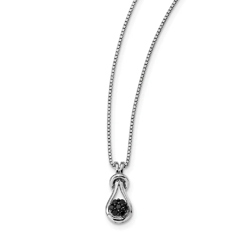 ladies-statement-silver-necklaces-1/5 Cttw Black Diamond Love Knot Necklace in Sterling Silver