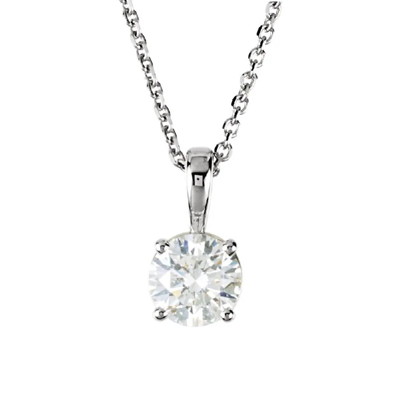 ladies-cross-gold-necklaces-1/2 Carat Round Diamond Solitaire Necklace in 14k White Gold, 18 Inch