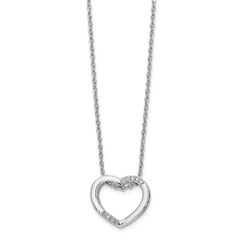 ladies-party-cable-necklaces-Diamond 15mm Heart Necklace in Rhodium Plated Silver, 18-20 Inch