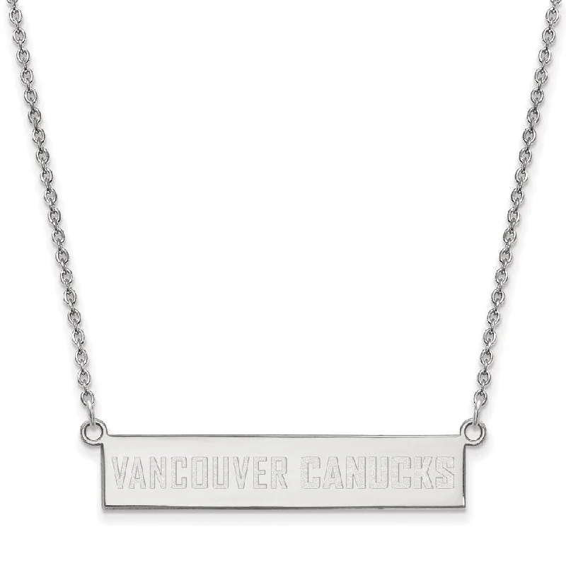 ladies-star-link-necklaces-Sterling Silver NHL Vancouver Canucks SM Bar Necklace, 18 In