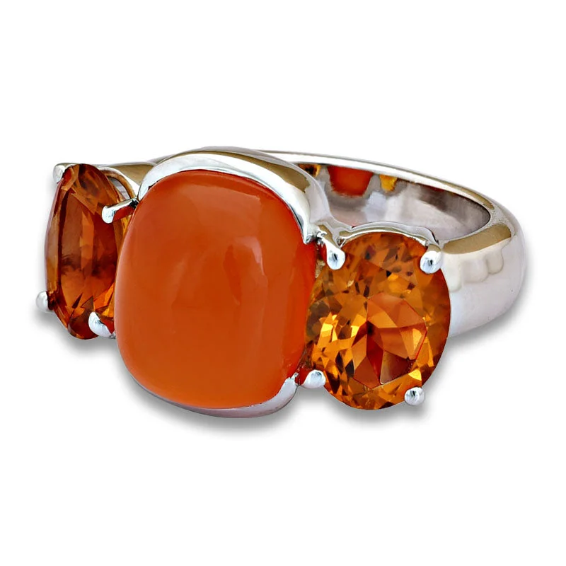 Ladies rings with spire motifs -Ring-Cornelian and Citrine