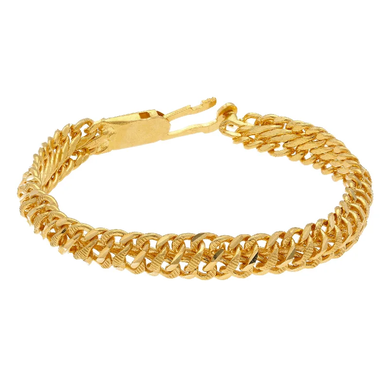 ladies-heart-wrap-bracelets-22K Yellow Gold Men's Bracelet W/ Double S-Link Band, 24 grams