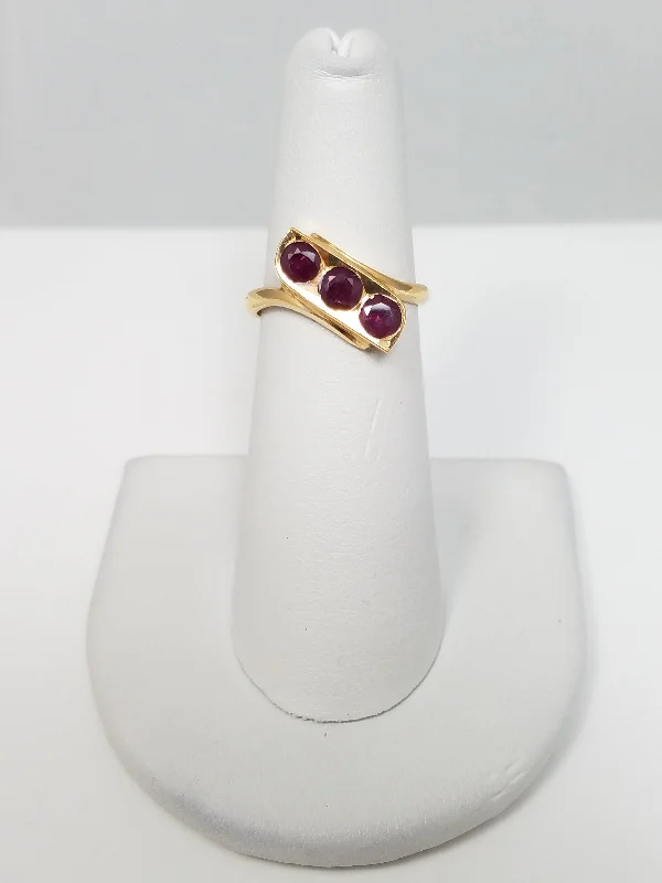 Ladies rings with prism designs -Elegant 21k Yellow Gold Natural Ruby Custom Ring