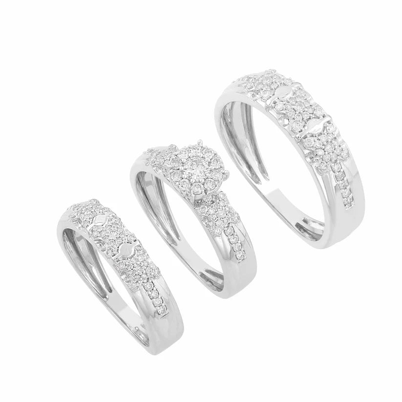 Ladies engagement rings for lazy-day love -Diamond 3Pset Engagement Ring (14K)