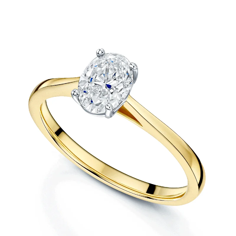 Ladies engagement rings with mist sapphires -18ct Yellow Gold GIA Certificated Oval Cut Diamond Engagement Ring