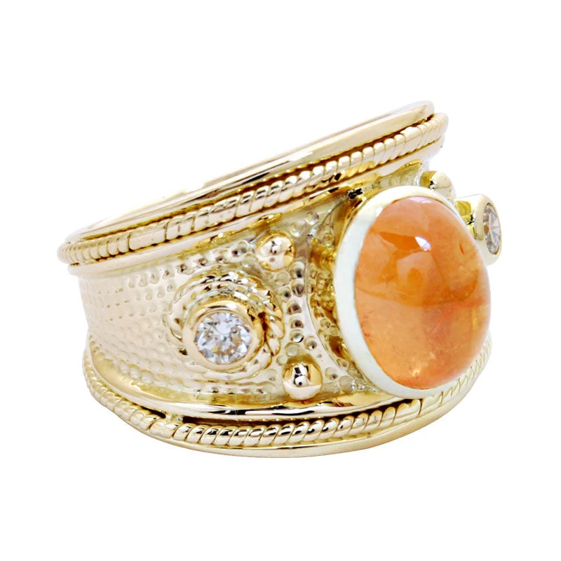 Ladies rings with dawn calcite -Ring-Orange Garnet and Diamond