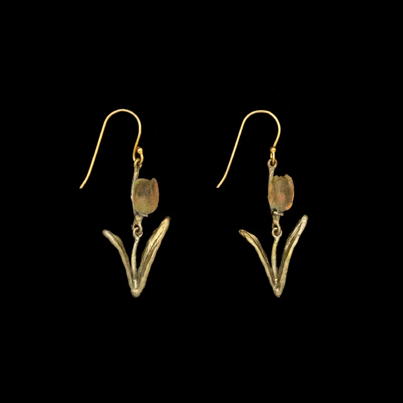 Ladies earrings with ridge drops -Tulip Earrings - Wire (Yellow)