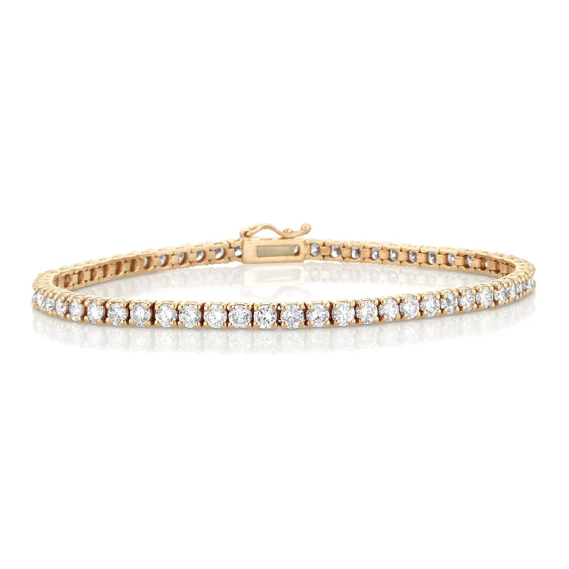 ladies-silver-rope-bracelets-4.25 Carat Round Diamond Tennis Bracelet in 14K Rose Gold