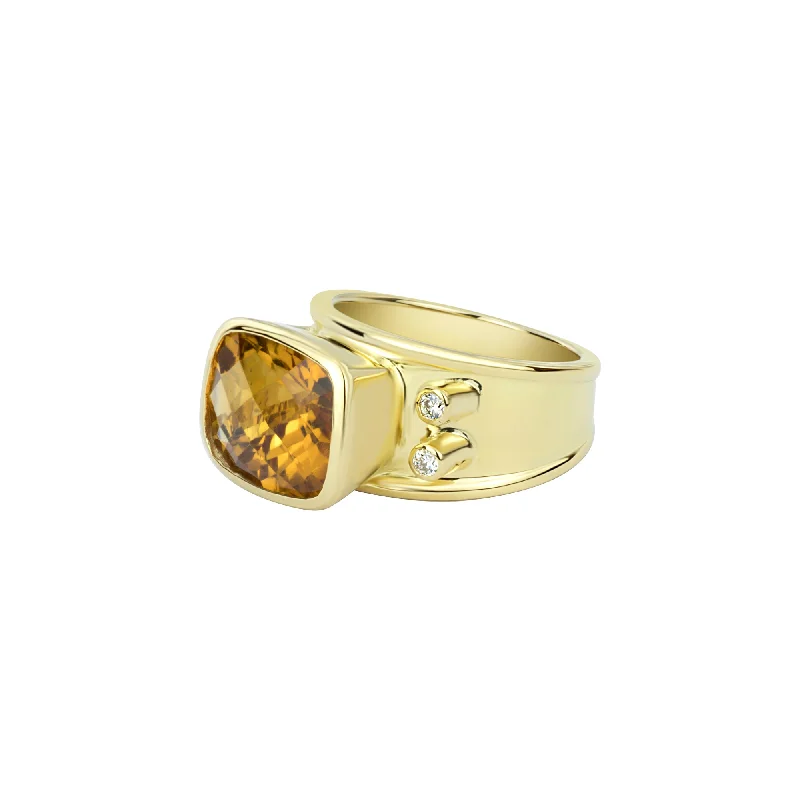 Ladies rings fine elegance -Ring - Citrine And Diamond