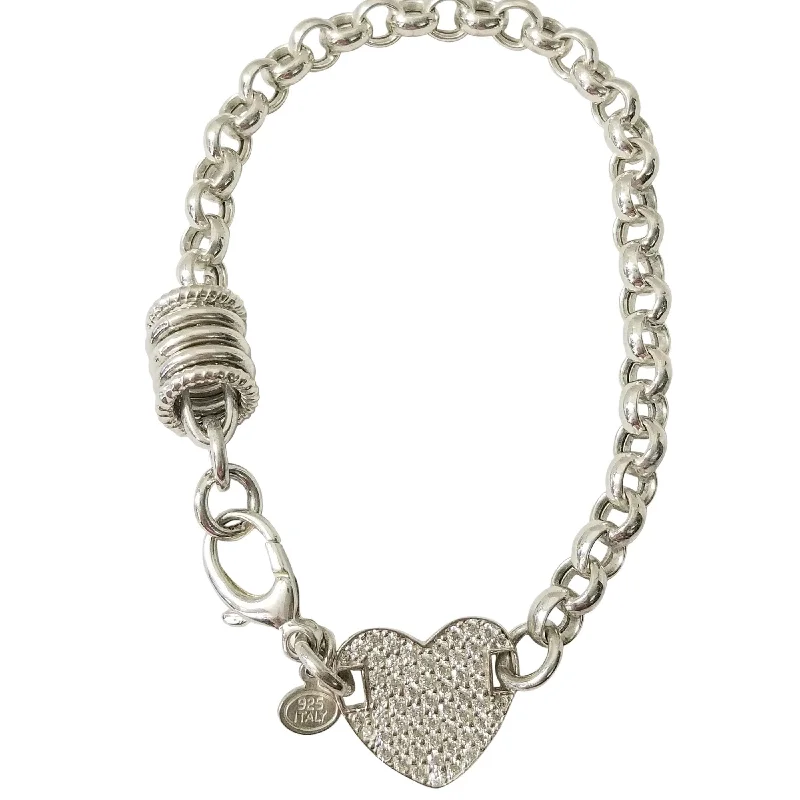 ladies-elegant-pearl-bracelets-Chain Bracelet with Heart-Shaped Detail