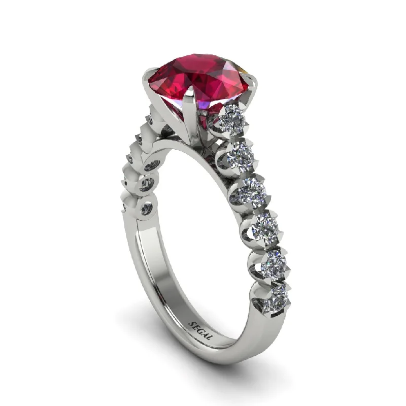 Ladies engagement rings sleek romance -2ct Round Cut Ruby 14K Gold Engagement Ring - Christina No. 12