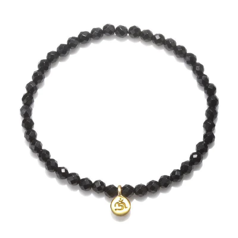 ladies-elegant-gold-bracelets-Om Black Onyx Gemstone Bracelet