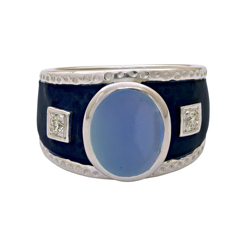 Ladies rings for easy vibes -Ring- Chalcedony And Diamond (Enamel)  (229DS)