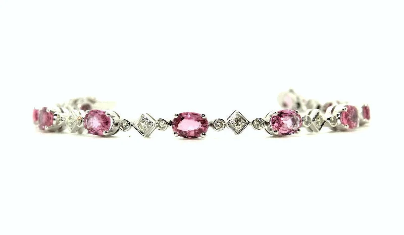 ladies-party-braided-bracelets-Pink Sapphire And Diamond  Bracelet /Item Code: BR 8