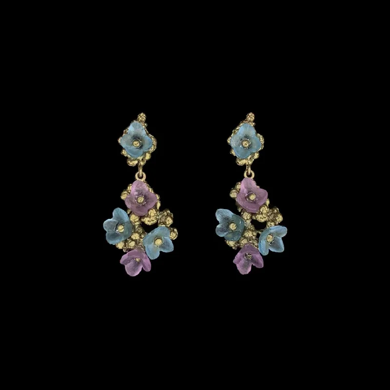 Ladies earrings detailed sparkle -Hydrangea Teller Blue Earrings - Drop Post