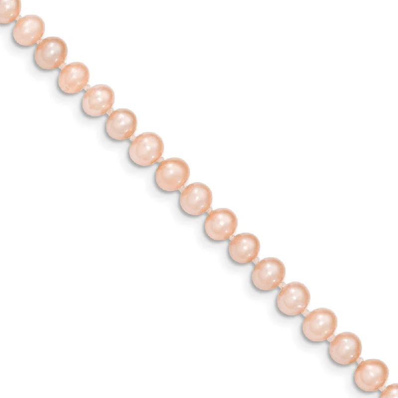 ladies-custom-diamond-necklaces-5-6mm, Pink FW Cultured Pearl & 14k Yellow Gold Clasp Necklace