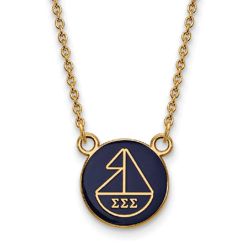 ladies-rustic-rope-necklaces-14K Plated Silver Sigma Sigma Sigma Small Enamel Logo Necklace