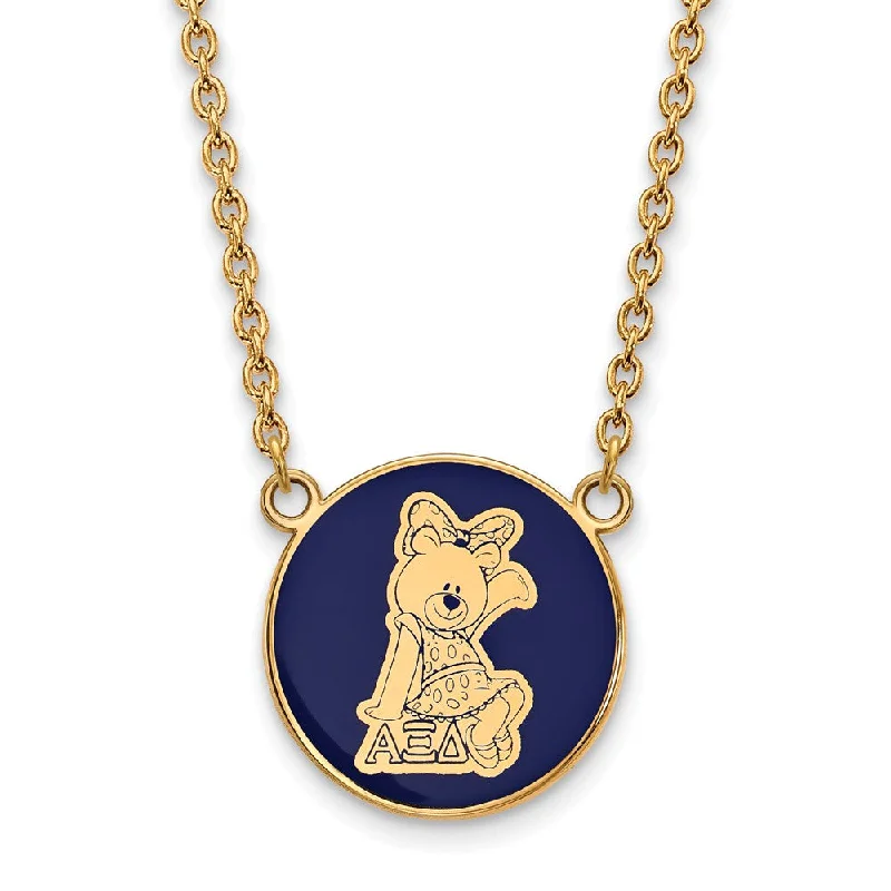 ladies-everyday-silver-necklaces-14K Plated Silver Alpha Xi Delta Large Enamel Mascot Necklace