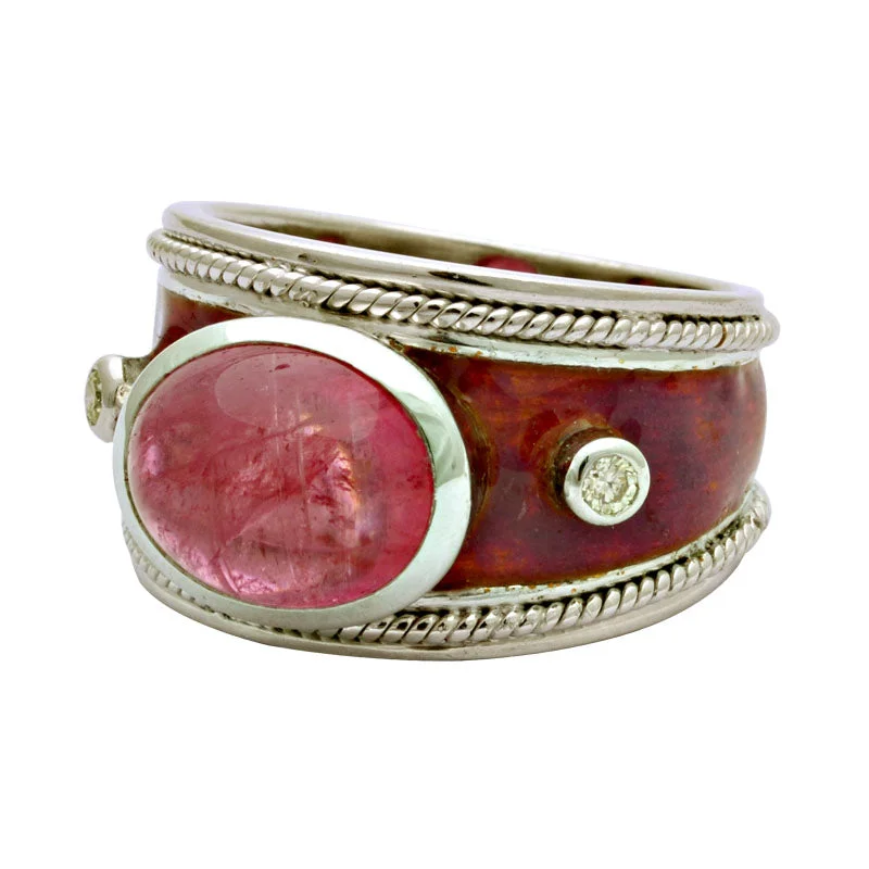 Ladies rings for mindful vibes -Ring- Rubellite And Diamond (Enamel)