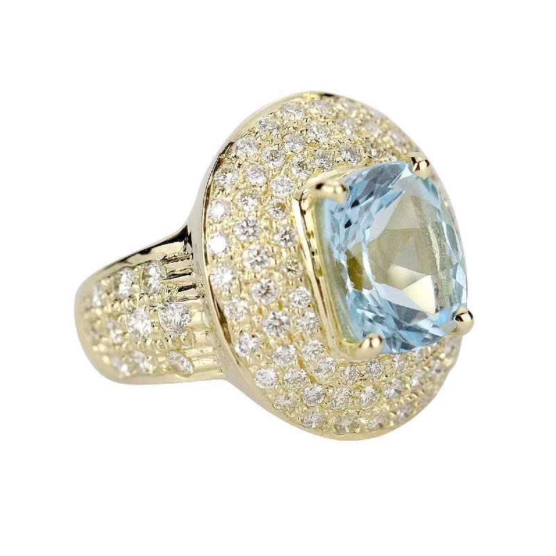 Ladies rings soft matte -Ring - Blue Topaz And Diamond