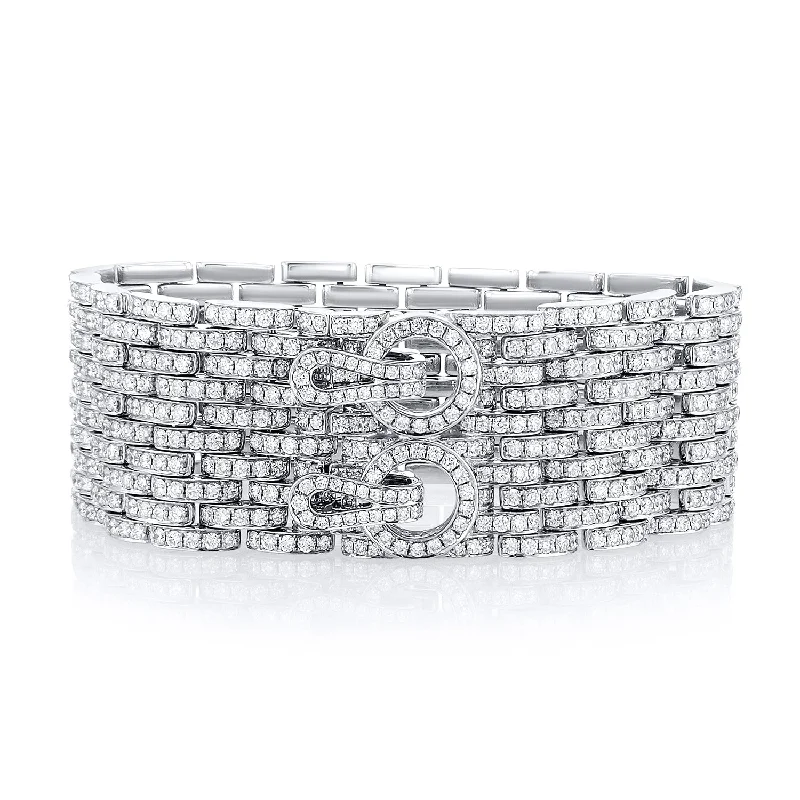 ladies-elegant-diamond-bracelets-16.91 Carat Natural Diamond Carpet Bracelet in 18K White Gold