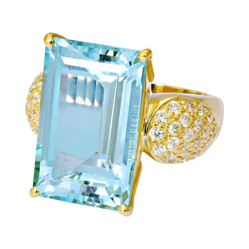 Ladies rings for ring layers -Ring-Aquamarine and Diamond