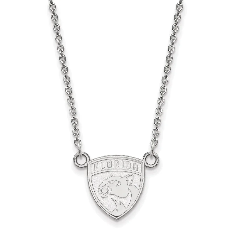 ladies-gold-flower-necklaces-Sterling Silver NHL Florida Panthers Small Necklace, 18 Inch