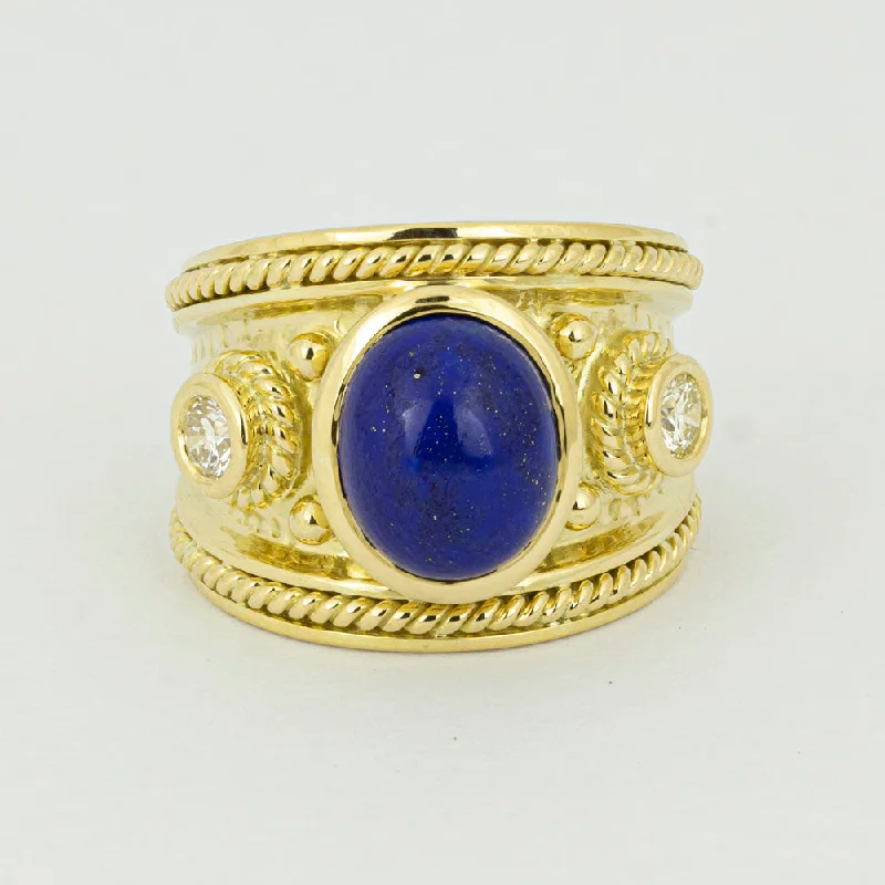 Ladies rings classic elegance -Ring - Lapis Lazuli And Diamond