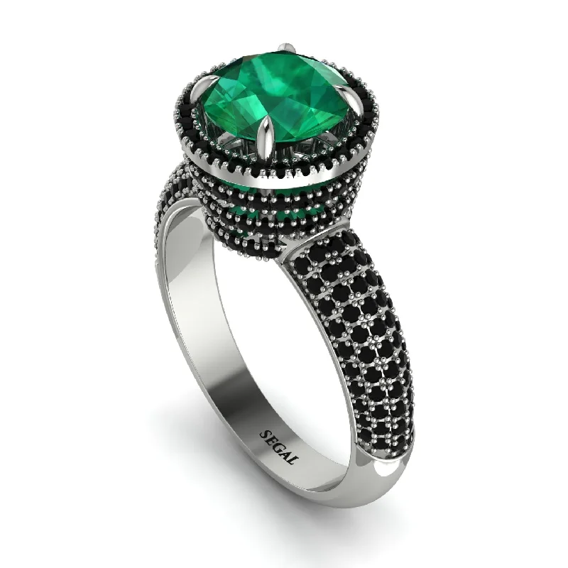 Ladies engagement rings sleek brilliance -Emerald Cluster Halo Engagement Ring - Katie No. 36