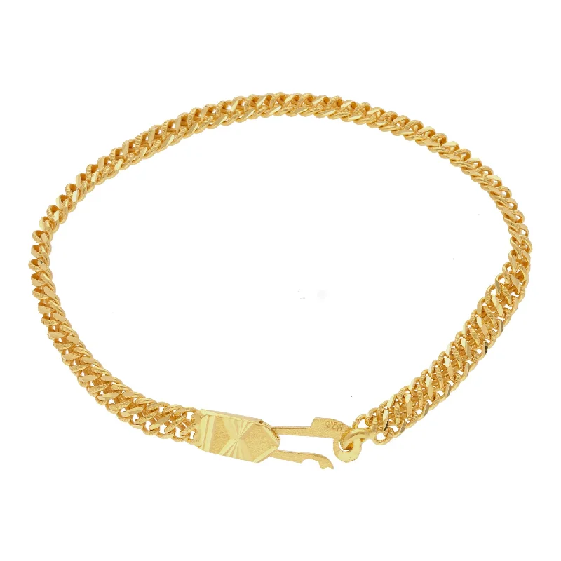 ladies-crystal-open-cuff-bracelets-22K Yellow Gold Men Elegant Bracelet W/ Hexagonal tile Band