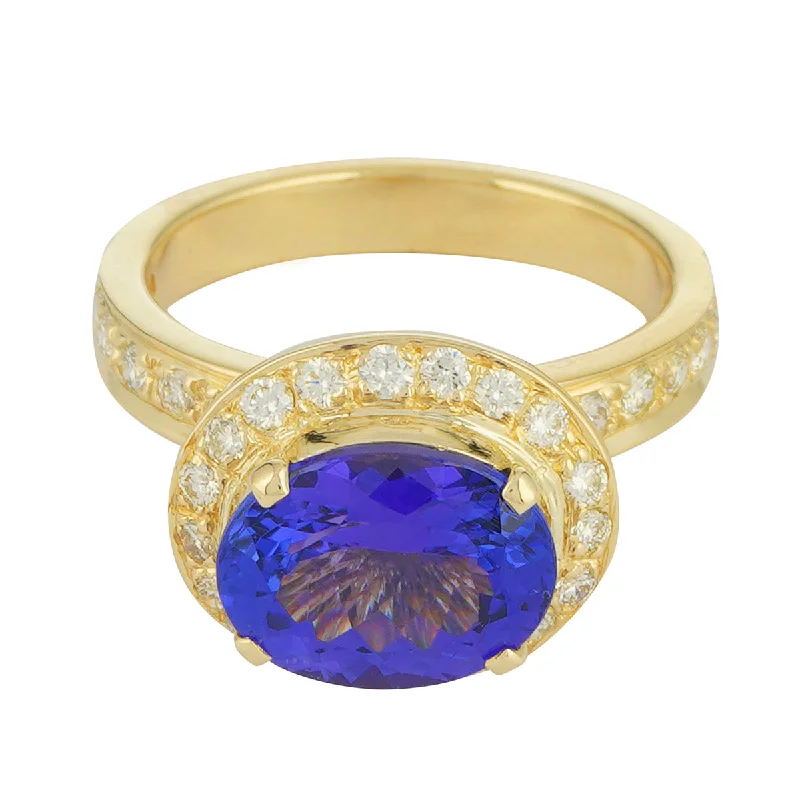 Ladies rings with whisker designs -Ring - Tanzanite and Diamond (2222F)