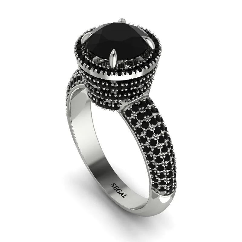 Ladies engagement rings light brilliance -Black Diamond Cluster Halo Engagement Ring - Katie No. 39