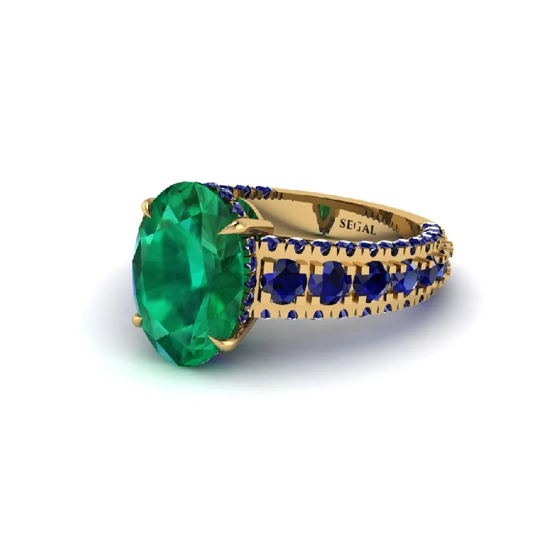 Ladies engagement rings sleek romance -4ct Oval Cut Emerald Pave Engagement Ring - Selah No. 64