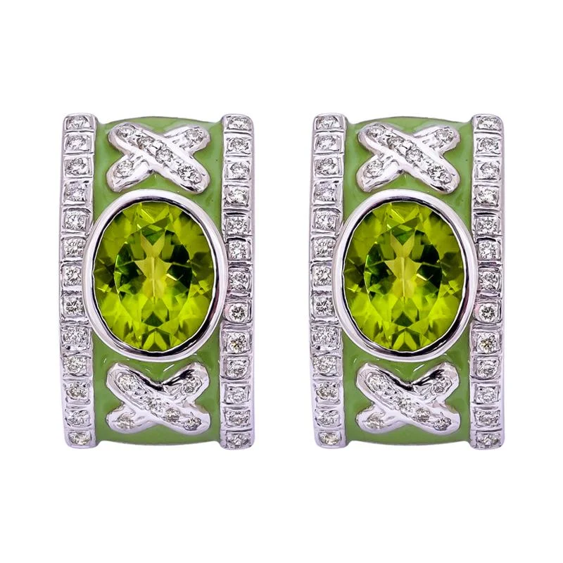 Ladies earrings with dusk charoite -Earrings- Peridot and Diamond (Enamel)  (256HS)