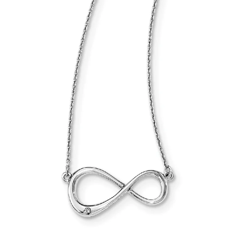 ladies-custom-rose-gold-necklaces-Diamond Accent Infinity Necklace in Rhodium Plated Silver, 16 Inch