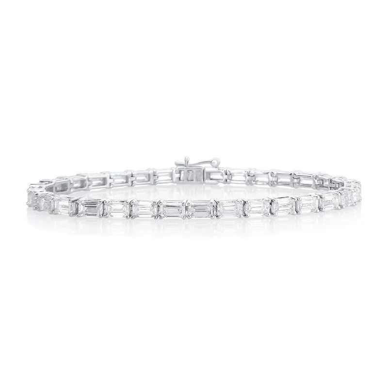 ladies-artisan-diamond-bracelets-10.35 Carat Lab Grown Diamond Tennis Bracelet in 14K White Gold