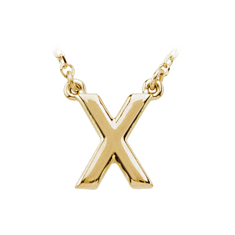 ladies-vintage-pearl-necklaces-14K Yellow Gold, Kendall Collection, Block Initial X Necklace, 16 Inch