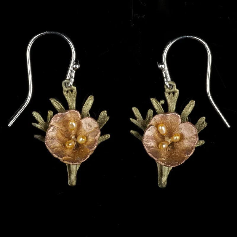 Ladies earrings for wedding glamour -California Poppy Earrings - Leaf Wire