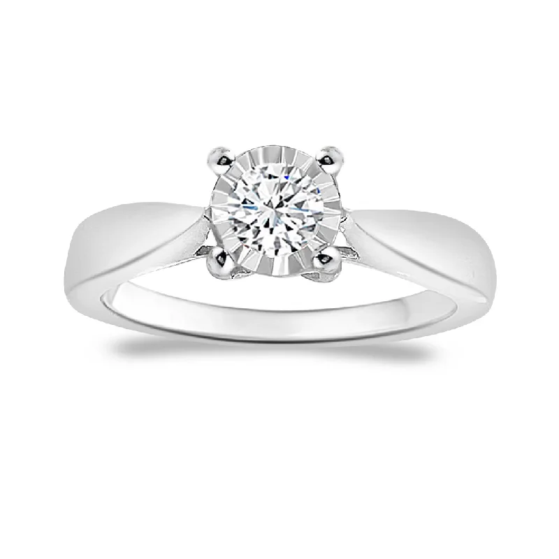 Ladies engagement rings with lime diamonds -Diamond Solitaire Engagement Ring (14K)