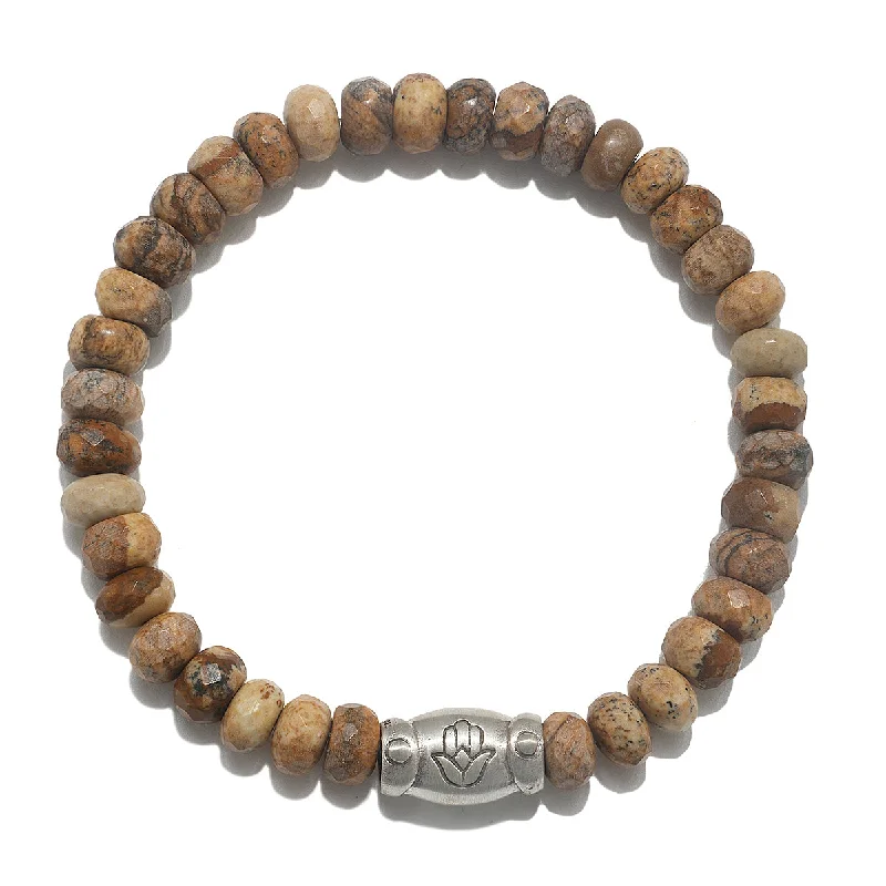 ladies-fashion-diamond-bracelets-Deeply Rooted Picture Jasper Gemstone Men's Bracelet