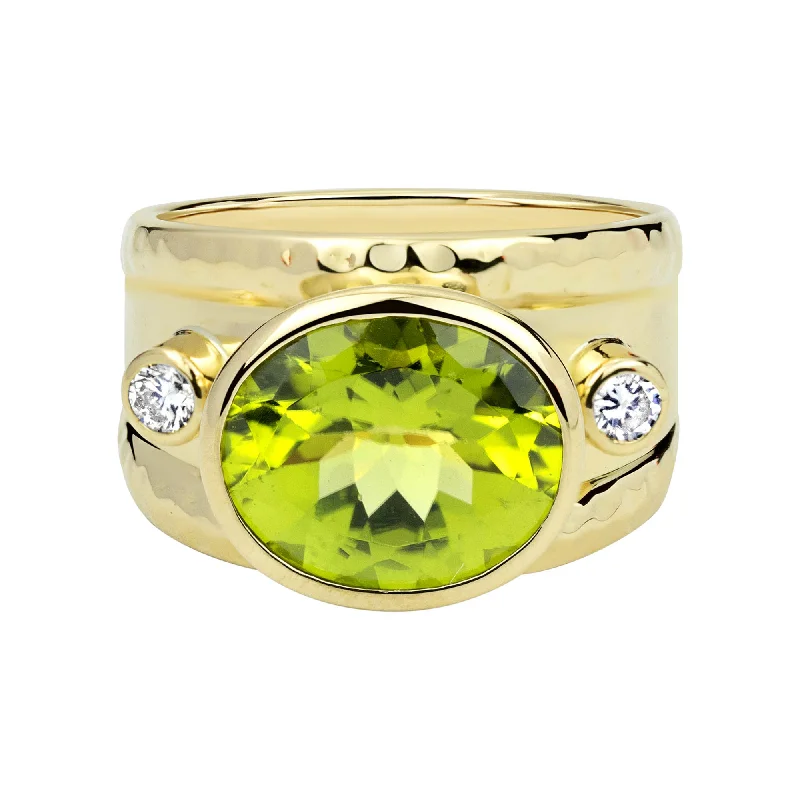 Ladies rings with dawn sunstone -Ring - Peridot And Diamond (2323A)