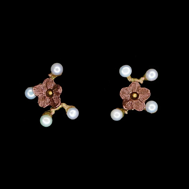 Ladies earrings with mist larimar -Ume Earrings - Post with Flowers