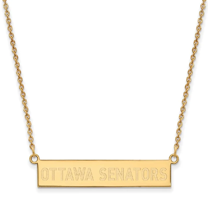 ladies-handmade-silver-necklaces-SS 14k Yellow Gold Plated NHL Ottawa Senators SM Bar Necklace, 18 Inch