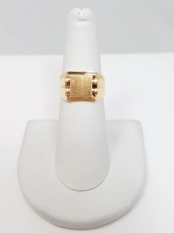 Ladies rings for lazy vibes -New! Sophisticated Solid 18k Yellow Gold Signet Ring