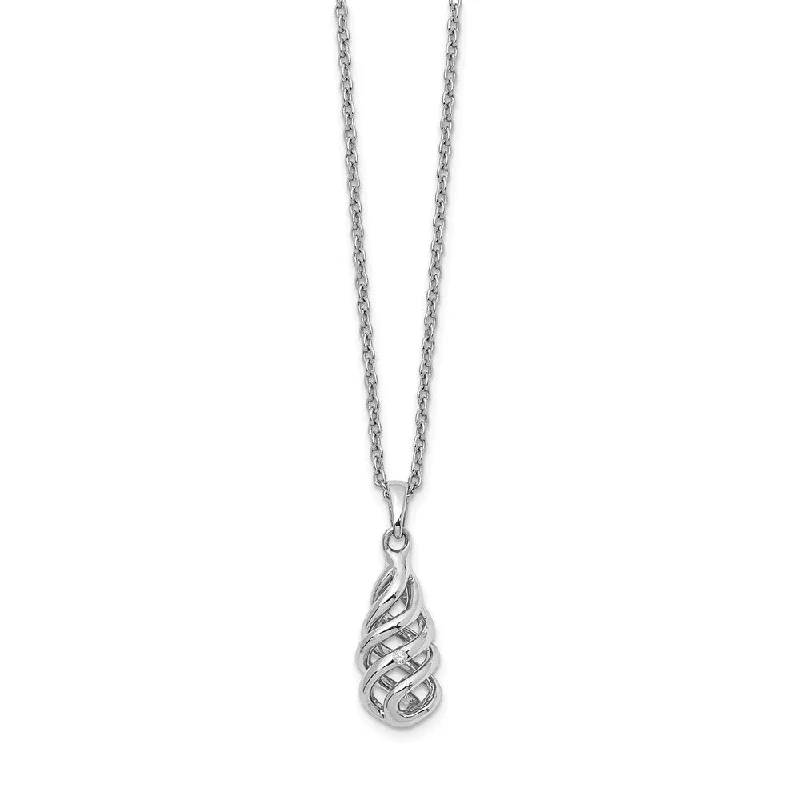 ladies-birthstone-cable-necklaces-Diamond Accent Spiral Necklace in Rhodium Plated Silver, 18-20 Inch